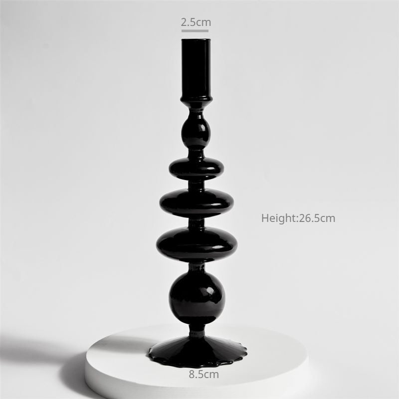 Creative Hydroponic Glass Black Candlestick Glass Vase Candle Stand Desktop Decor Home Decoration Art Nordic Home