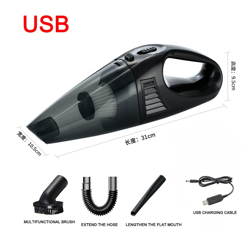 Wireless Car Vacuum Cleaner Handheld Car Vacuum Cleaner Home and Car Dual Purpose Wired Cleaner 3M Cigarette Lighter Power Cord