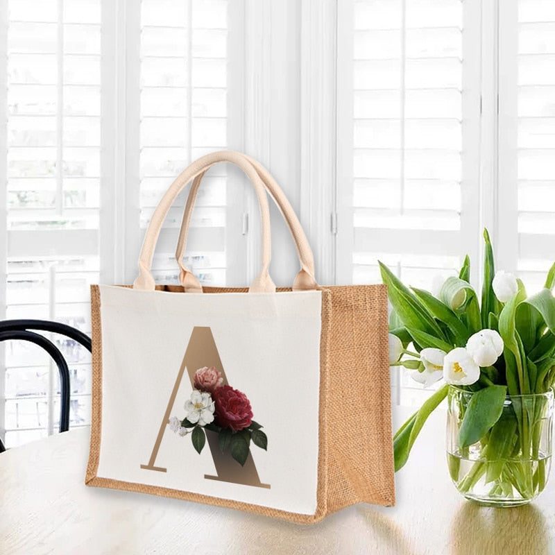 A To Z Letter Print Shopping Bag - The Corinne Collection