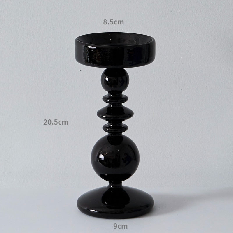 Creative Hydroponic Glass Black Candlestick Glass Vase Candle Stand Desktop Decor Home Decoration Art Nordic Home