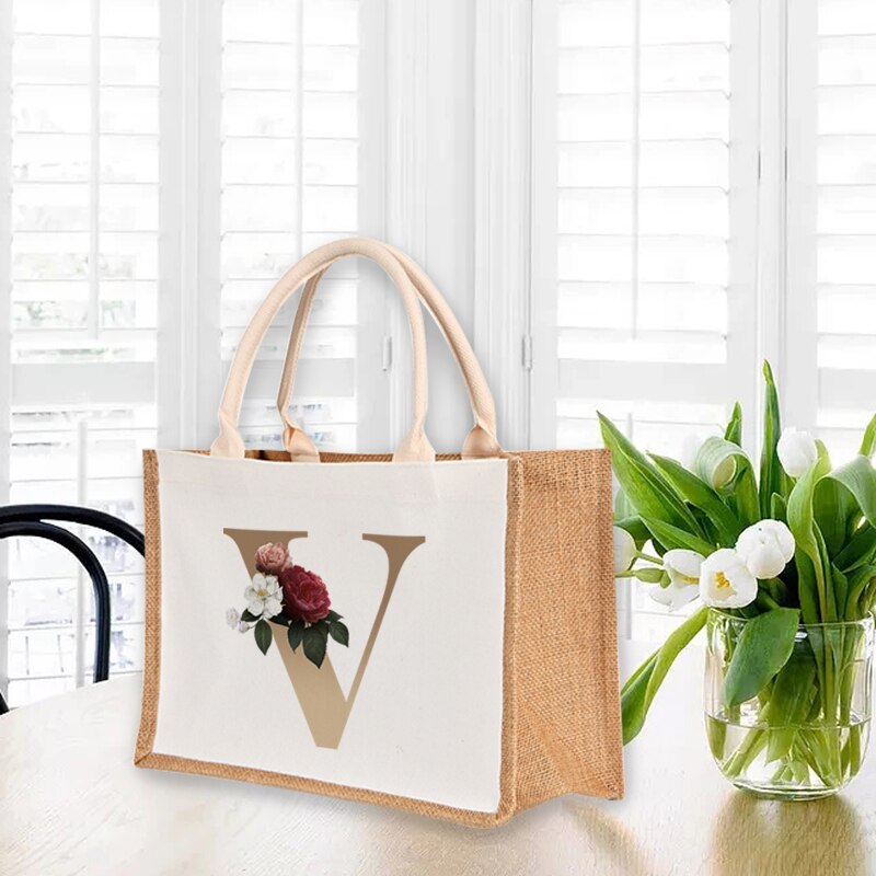 A To Z Letter Print Shopping Bag - The Corinne Collection