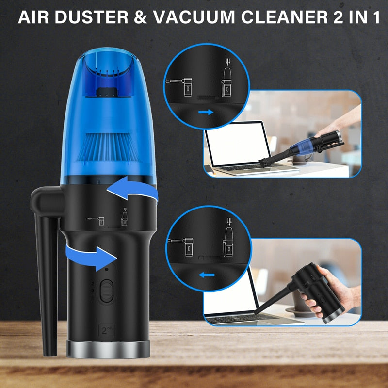 Upgraded Cordless Electric Compressed Air Duster -Blower & Vacuum 2-in-1,Replaces Canned Air Spray Cleaner for Computer Keyboard