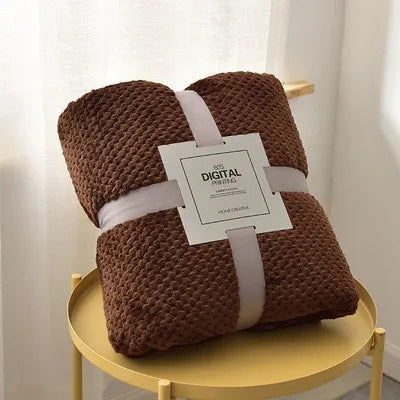 Blankets for Beds Solid Yellow Color Soft Warm 300GSM Plaid Square Flannel Blanket On the Bed Thickness Throw Blanket