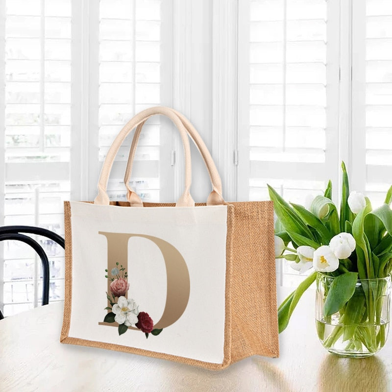 A To Z Letter Print Shopping Bag - The Corinne Collection