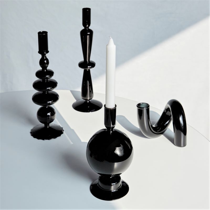 Creative Hydroponic Glass Black Candlestick Glass Vase Candle Stand Desktop Decor Home Decoration Art Nordic Home