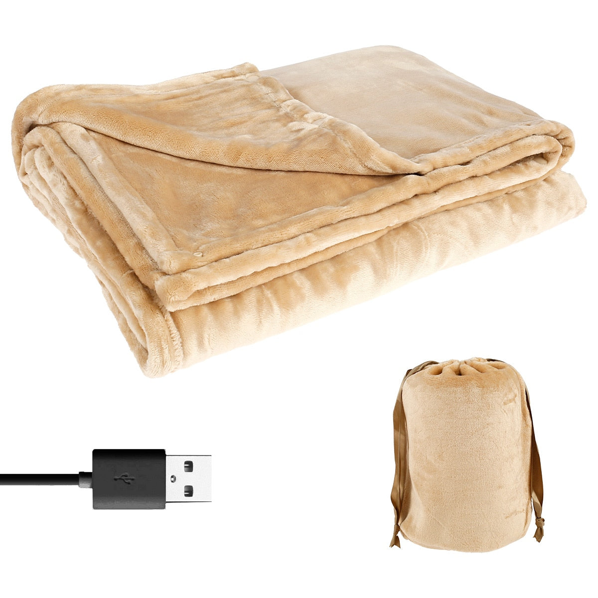 Electric Blanket 63x33in Soft Flannel Heated Blanket USB Heating Throw for Bed Home Office Washable Fast Heating Warm Blankets