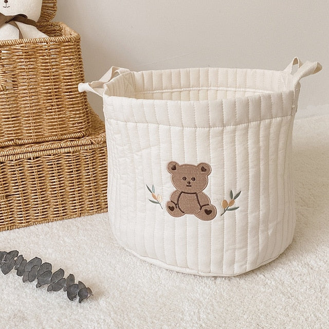 INS Baby Bags Cute Bear Embroidery Diaper Bag Caddy Nappy Cart Storage Mummy Maternity Bag for Newborn Diapers Toys Organizers