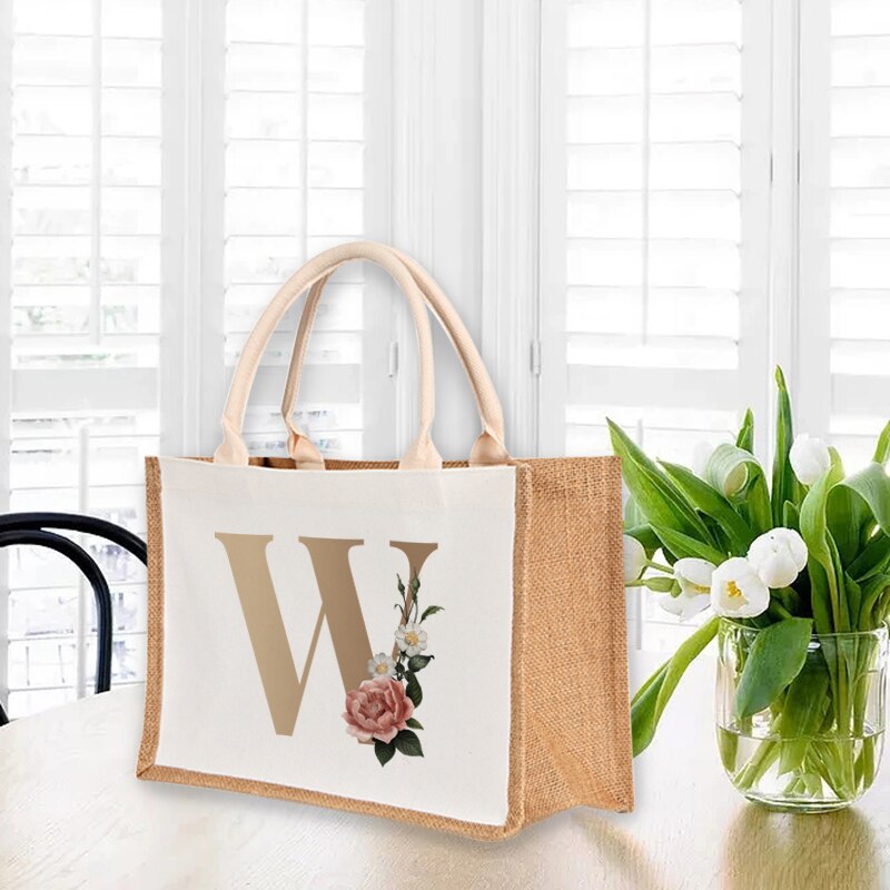 A To Z Letter Print Shopping Bag - The Corinne Collection