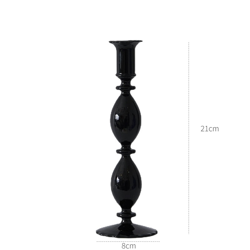 Creative Hydroponic Glass Black Candlestick Glass Vase Candle Stand Desktop Decor Home Decoration Art Nordic Home