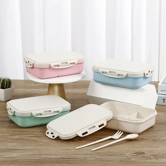 1000ml Microwave Lunch Box For Kids School Eco-Friendly BPA Free Wheat Straw Bento Box Kitchen Plastic Food Container Lunch Box