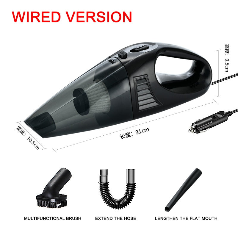 Wireless Car Vacuum Cleaner Handheld Car Vacuum Cleaner Home and Car Dual Purpose Wired Cleaner 3M Cigarette Lighter Power Cord