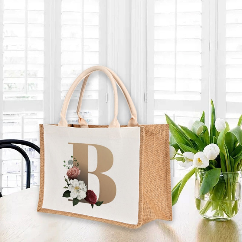 A To Z Letter Print Shopping Bag - The Corinne Collection