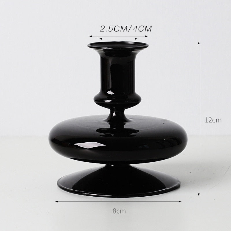 Creative Hydroponic Glass Black Candlestick Glass Vase Candle Stand Desktop Decor Home Decoration Art Nordic Home