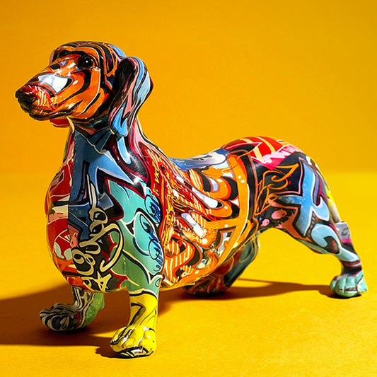 Creative Painted Colorful Dachshund Dog Decor