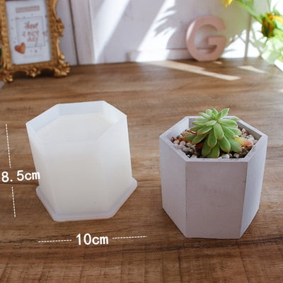 Hexagon Flowerpot Concrete Silicone