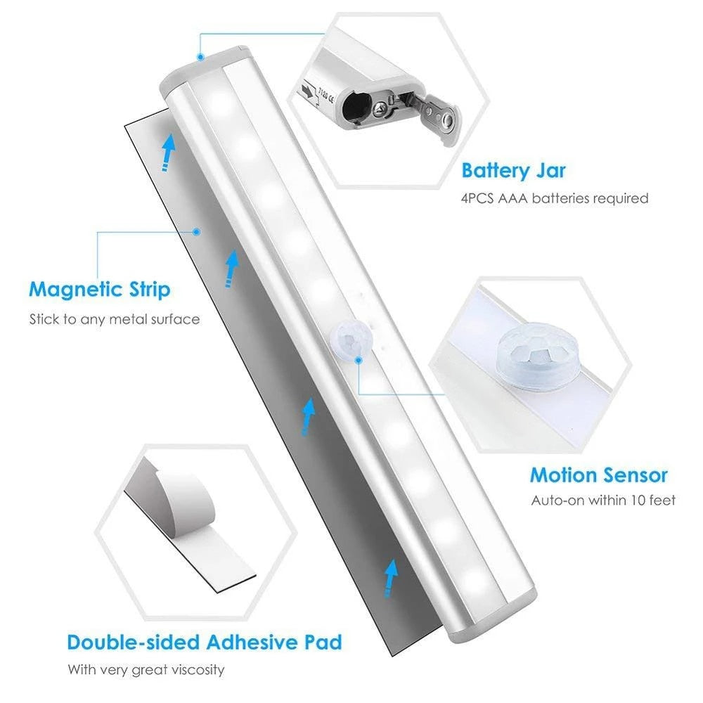 6/10 LEDs Battery Operated Wireless Motion Sensor Lights