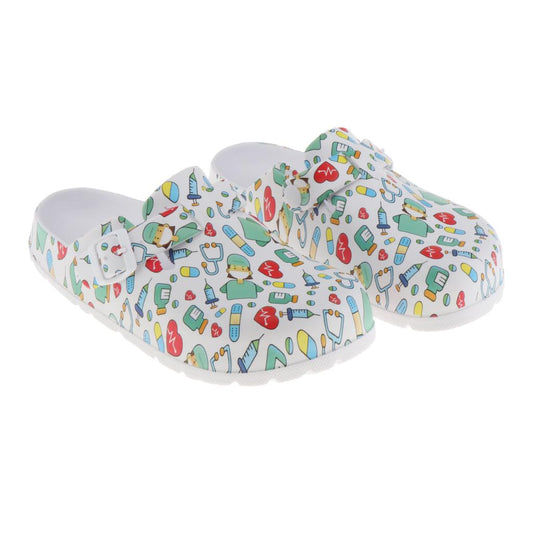 Summer Women Clogs EVA Non-slip Nurse Shoes Flat-soled Operating Shoes Casual Slippers Garden Beach Shoes Patterned Sandals