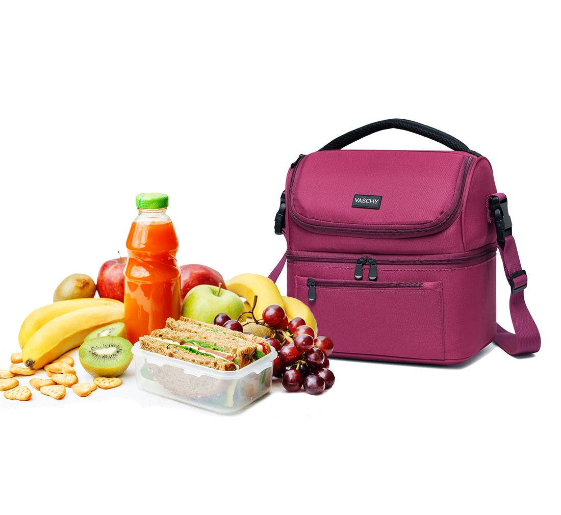 Burgundy Insulated Lunch Cooler Leak-proof Bag