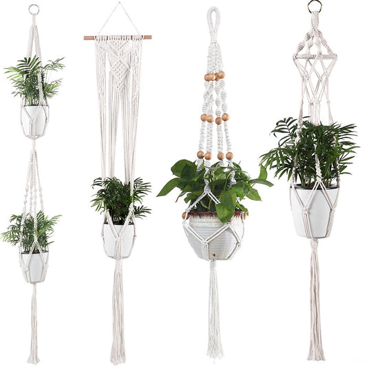 Vintage Handmade Macrame Plant Flower Pot Hanging Basket