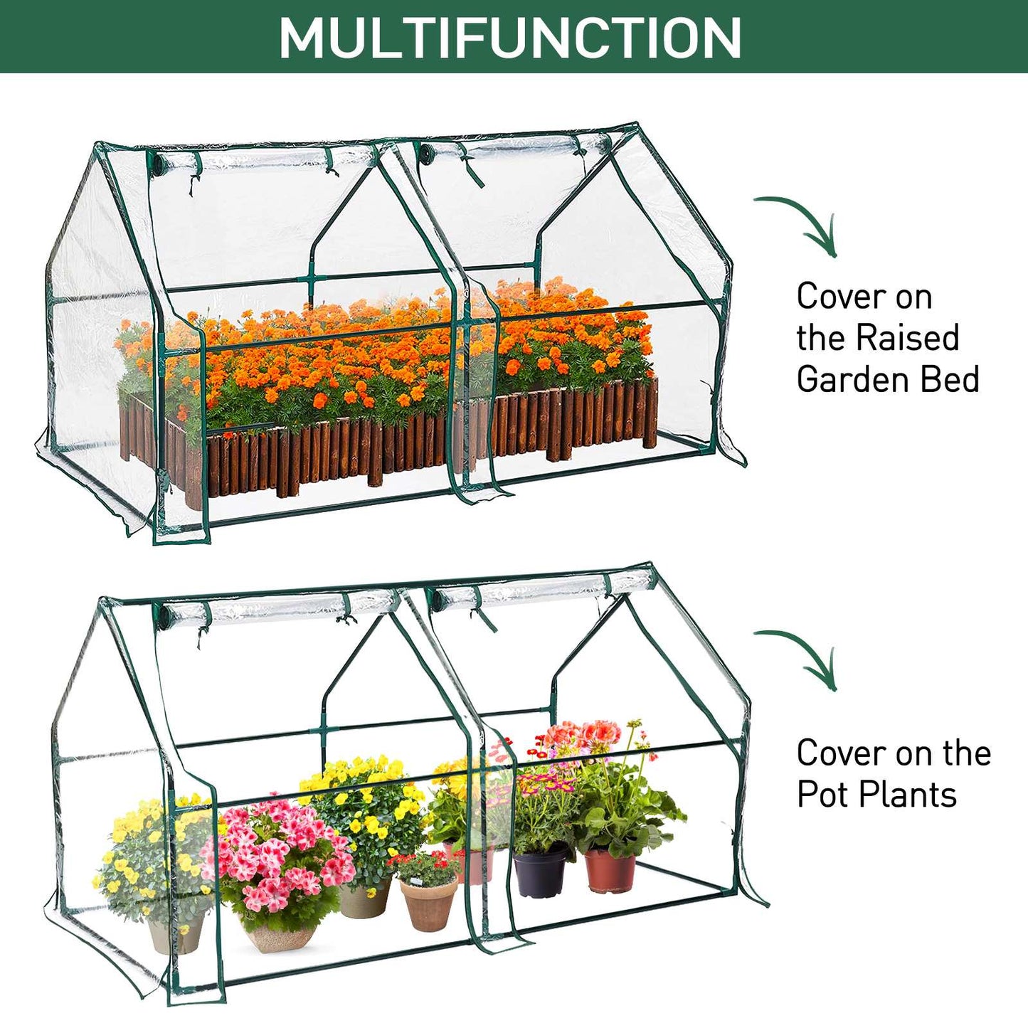 PVC Garden Greenhouse With Frame Cover Waterproof Protects Plants Flowers Planting Heat Proof Keep Warm Garden Buildings