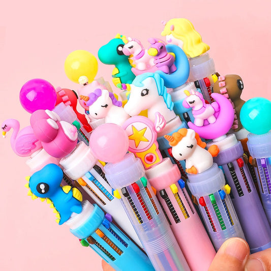 10 Colors Ballpoint Pen Kawaii Stationery Cute Pens