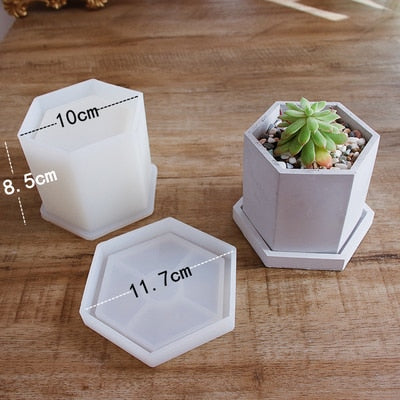 Hexagon Flowerpot Concrete Silicone