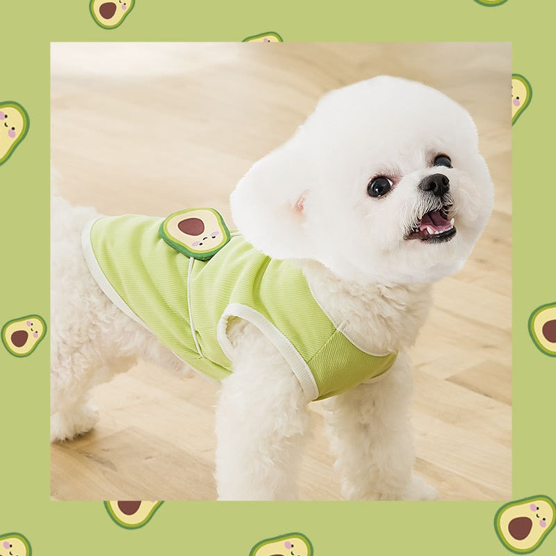 Pet clothes Thin and breathable green avocado satchel vest in Spring and Summer