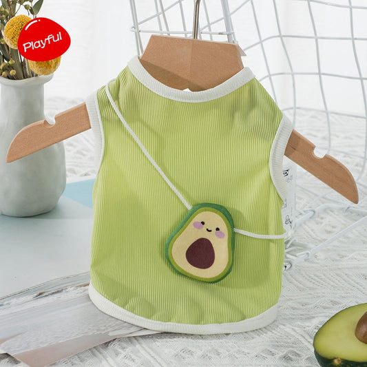 Pet clothes Thin and breathable green avocado satchel vest in Spring and Summer