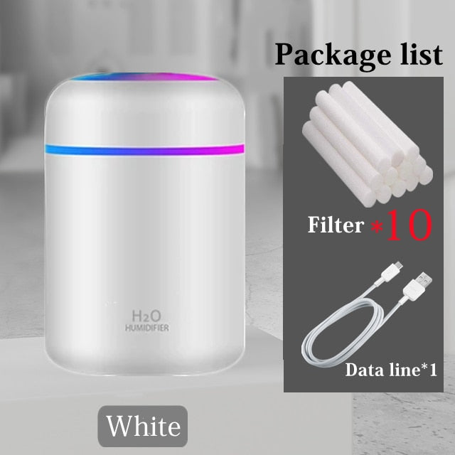 Portable 300ml Air Humidifier with Colorful Night Light - Cool Mist