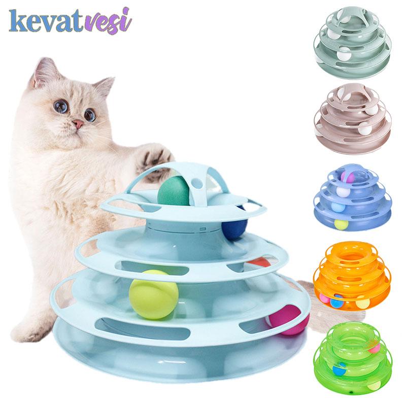 3/4 Levels Cat Toy Training Amusement Plate Plastic Tower Tracks