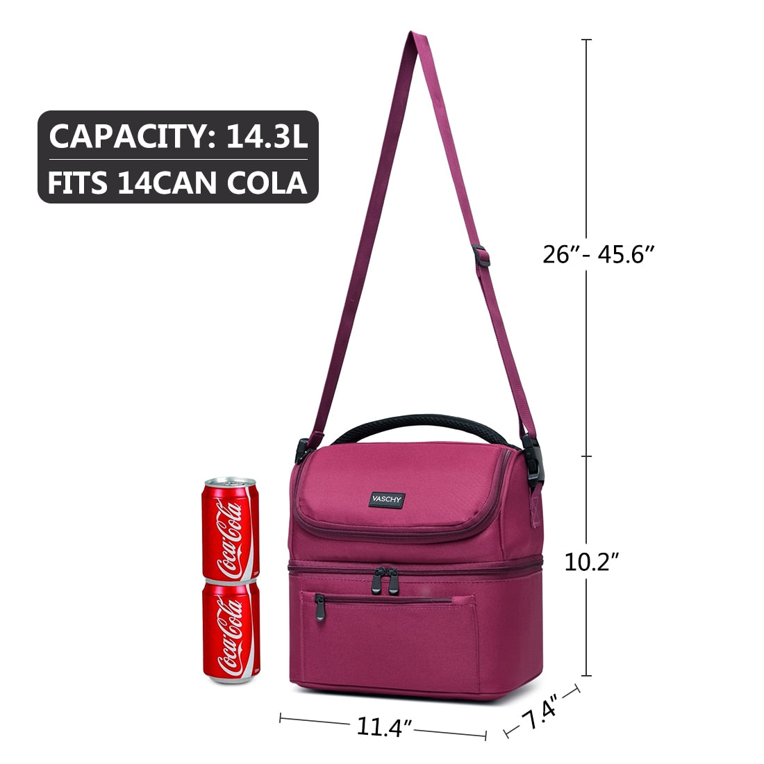 Burgundy Insulated Lunch Cooler Leak-proof Bag