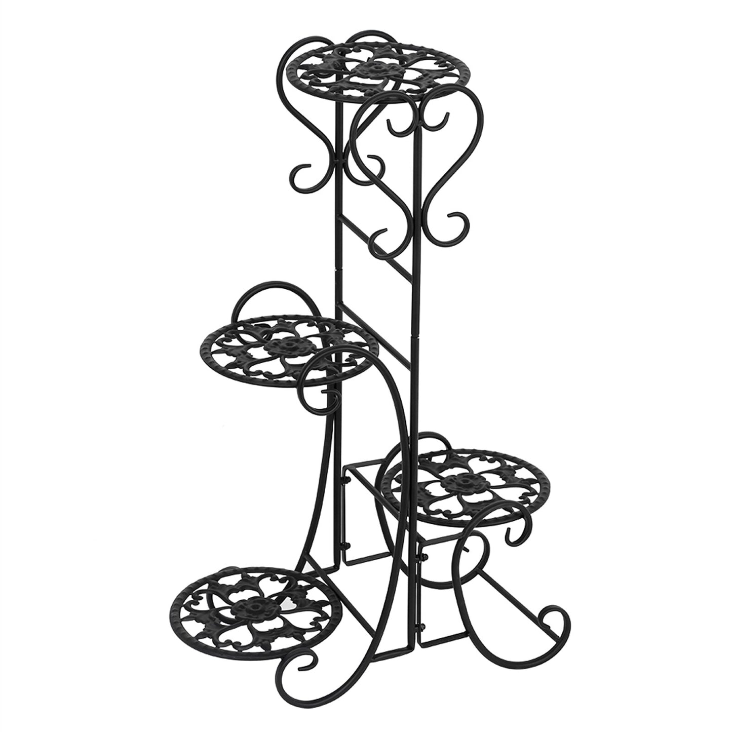 Beautiful Potted Plant Flowers Rack 4 Potted Rounded Flower Metal Shelves Plant Pot Stand Decoration for Indoor / Outdoor Garden