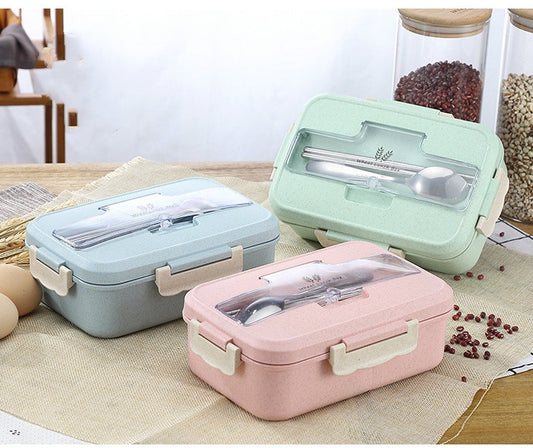 Lunch Box Food Container Bento Box Heated Lunchbox Kids Lunchbox Snack Straw Wheat Korean Sealed Student Plastic Box for Food