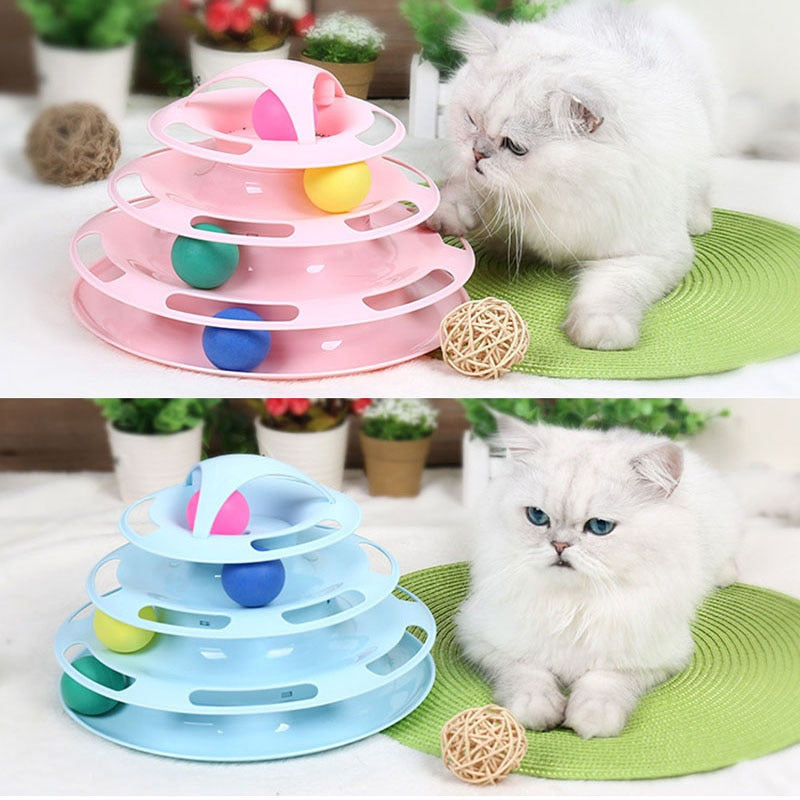 3/4 Levels Cat Toy Training Amusement Plate Plastic Tower Tracks