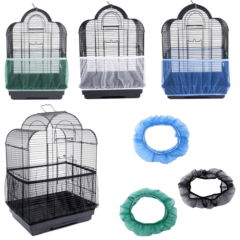 Receptor Seed Guard Nylon Mesh Bird Cover - Soft Easy Cleaning Nylon Airy Fabric Mesh Cage Cover - Seed Catcher Guard