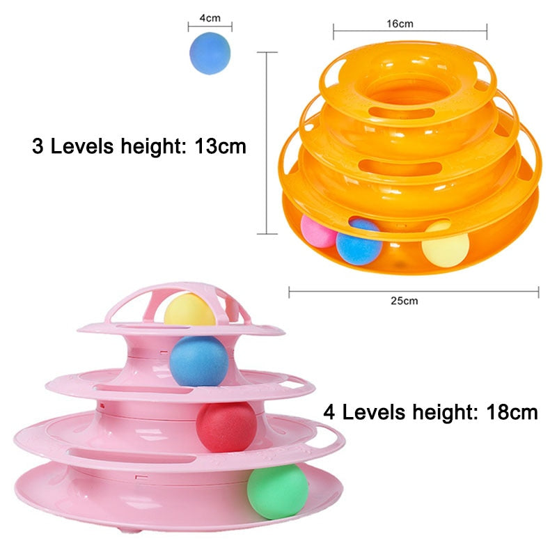 3/4 Levels Cat Toy Training Amusement Plate Plastic Tower Tracks