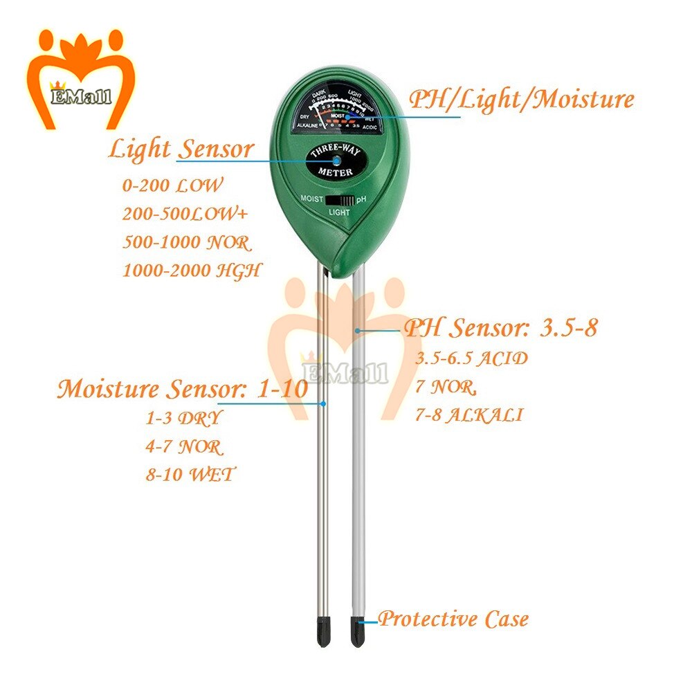 3 in1 Soil Water Moisture PH Meter