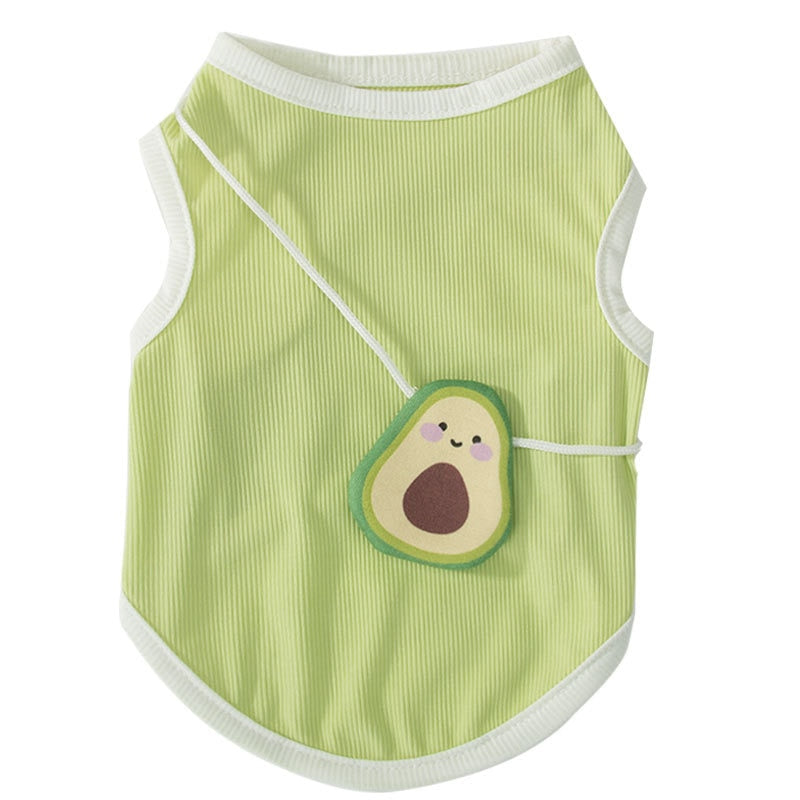 Pet clothes Thin and breathable green avocado satchel vest in Spring and Summer