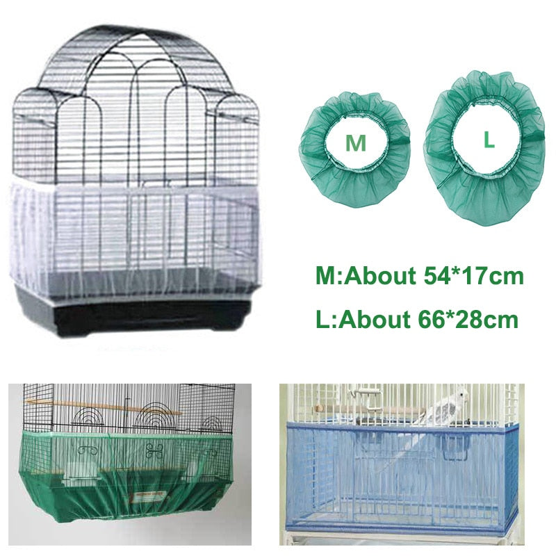 Receptor Seed Guard Nylon Mesh Bird Cover - Soft Easy Cleaning Nylon Airy Fabric Mesh Cage Cover - Seed Catcher Guard