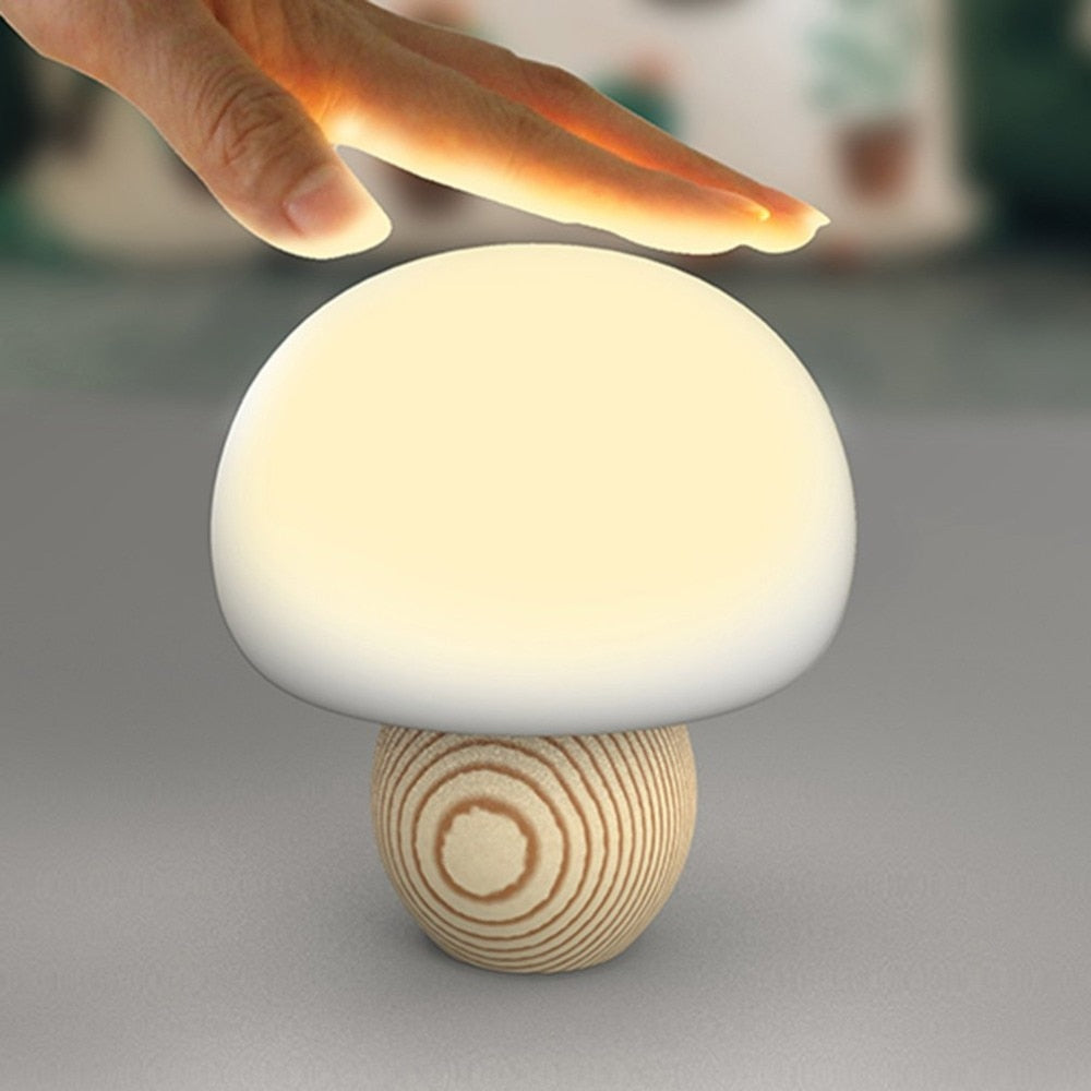 Cute Mini LED Mushroom Lamp Light USB Night Lights Touch Sensor Atmosphere Lamp - Sleeping Bedside Lamp