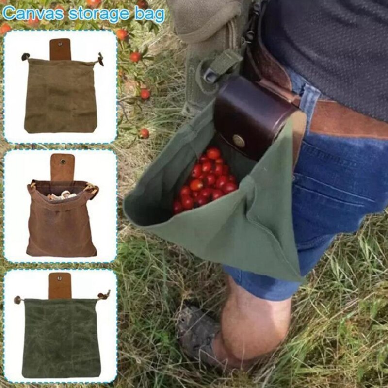 Leather Waxed Canvas Pouch Garden Tool Bag