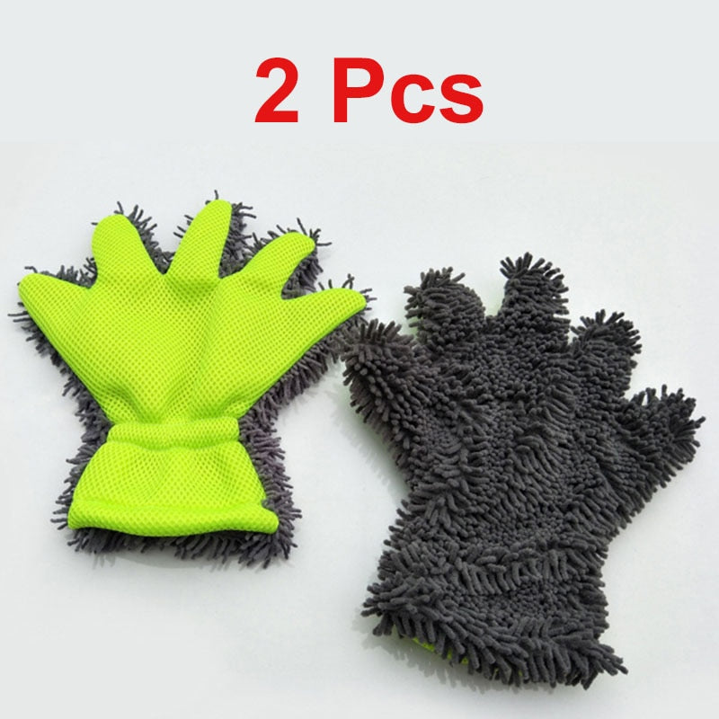 2 Pcs Microfiber Car Wash Gloves