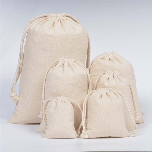 Cotton Fabric Drawstring Storage Bag - Travel luggage organizer