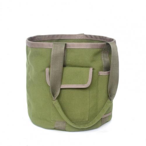 Green Canvas Portable Rainproof Canvas Garden Tool Bucket Tote