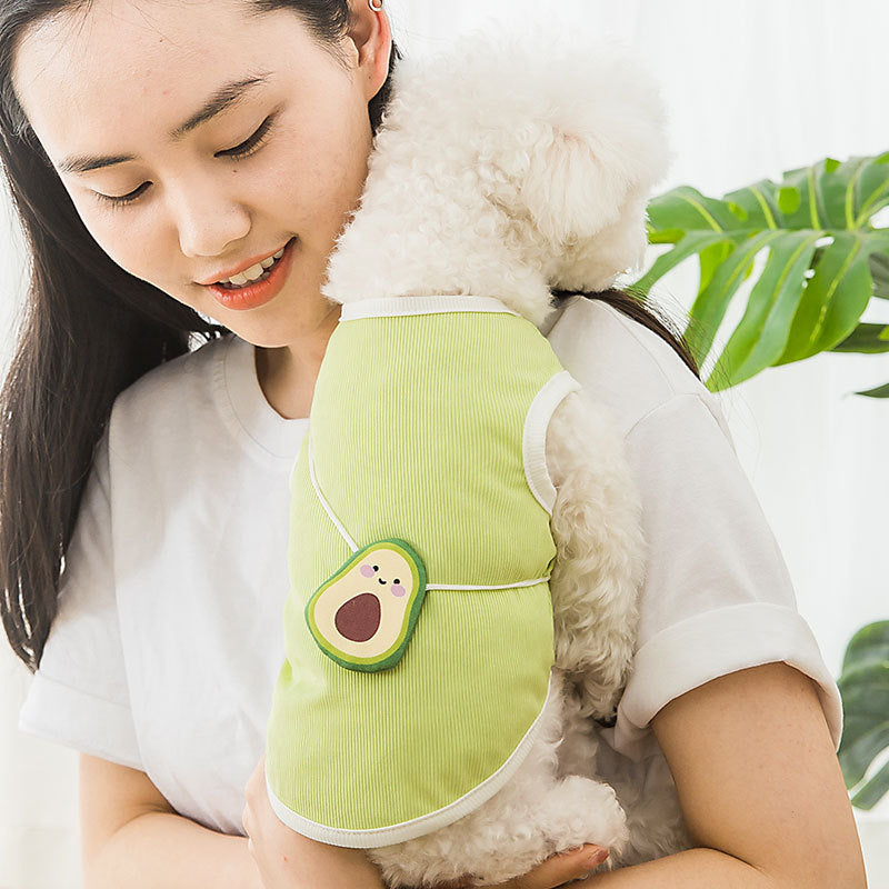 Pet clothes Thin and breathable green avocado satchel vest in Spring and Summer