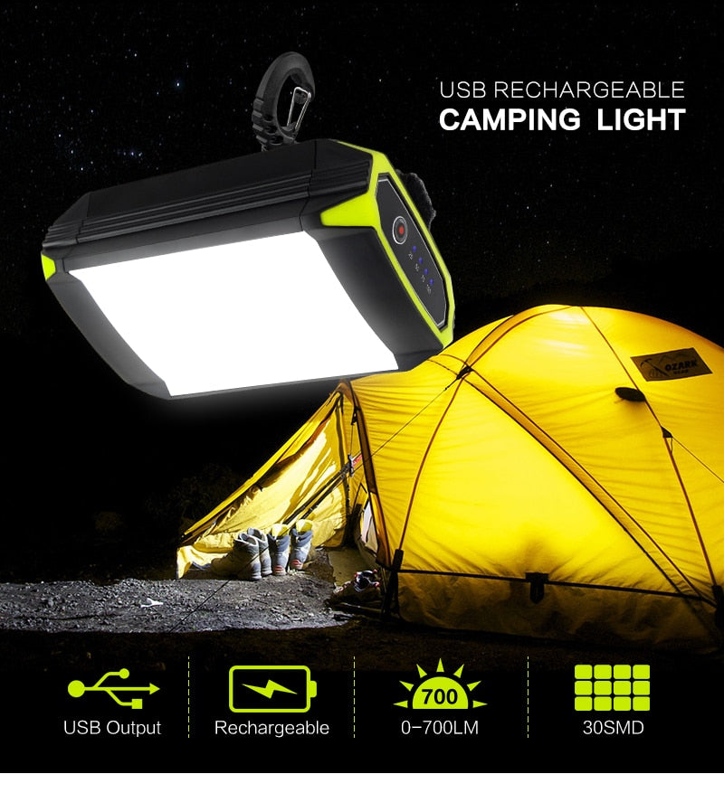 Flasher Mobile Power Bank Flashlight USB Port Camping Tent Light Outdoor Portable Hanging Lamp 30 LEDS Lantern Camping Light