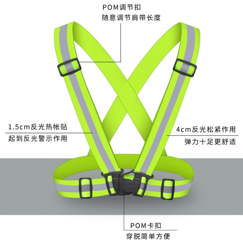 Reflective Vest High Visibility Adjustable Safety Vests - Elastic Strip