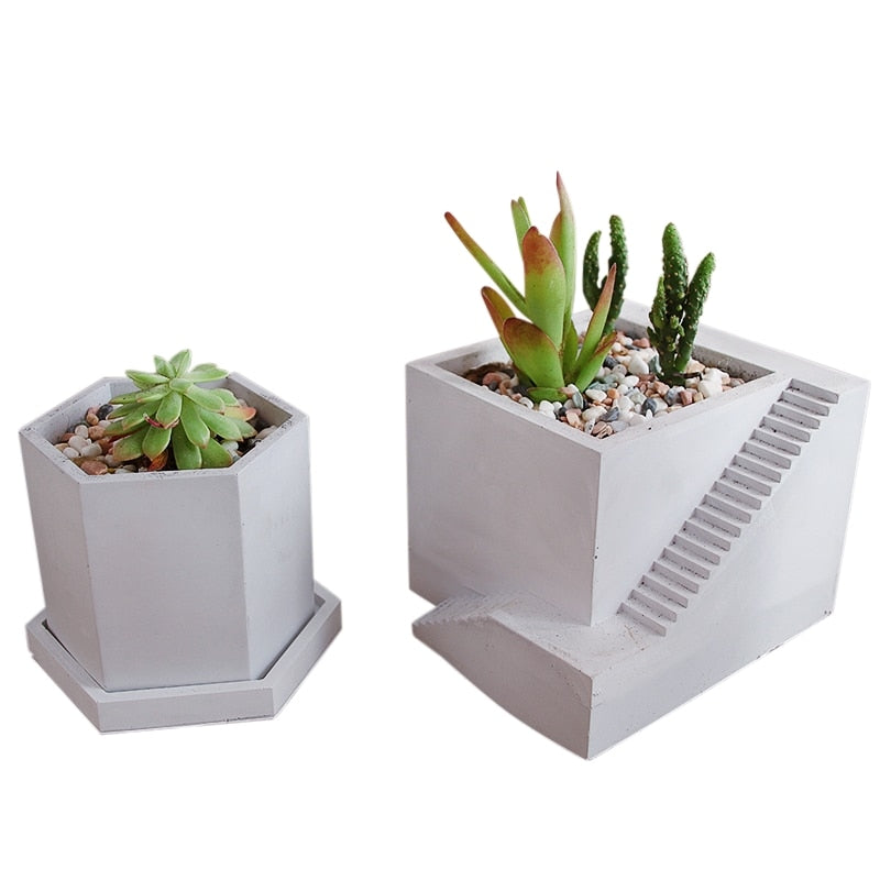 Hexagon Flowerpot Concrete Silicone