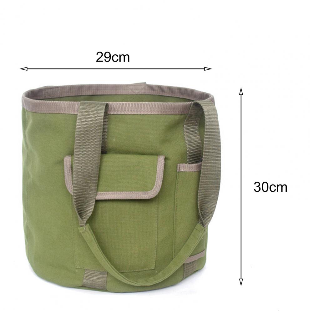 Green Canvas Portable Rainproof Canvas Garden Tool Bucket Tote