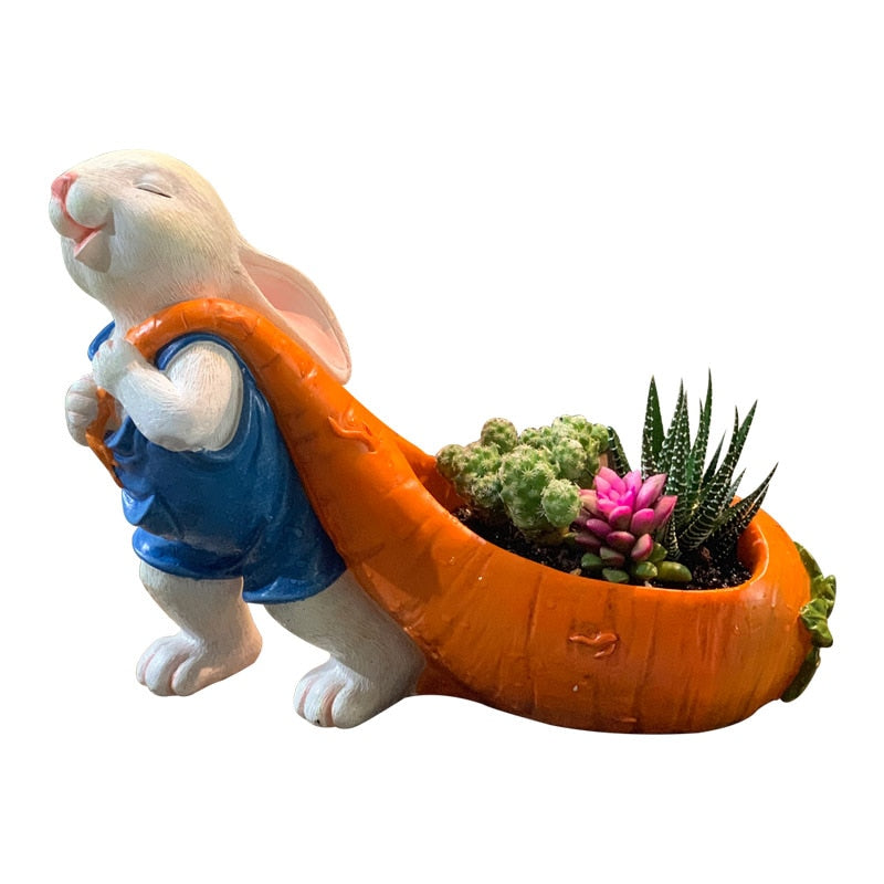 Rabbit flower pot decor